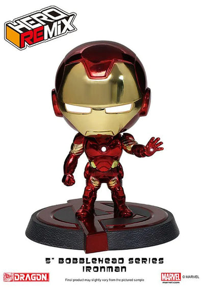 Hero Remix Bobble Head Series - Avengers: Iron Man Mk.43 (Chrome Plating ver.) ()ㅤ – Dragon,Platz Hobby – ActionFigureBrasil — ângulo diferente