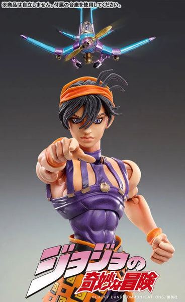 Jojo no Kimyou na Bouken - Ougon no Kaze - Aerosmith - Clash - Formaggio - Narancia Ghirga - Super Action Statueb - 2025 Re-release (Medicos Entertainment)ㅤ – Medicos Entertainment – ActionFigureBrasil — com base expositora