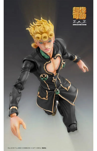 Jojo no Kimyou na Bouken - Ougon no Kaze - Giorno Giovanna - Super Action Statue - Ver.Black - 2022 Re-release (Medicos Entertainment)ㅤ – Medicos Entertainment – ActionFigureBrasil — com base expositora