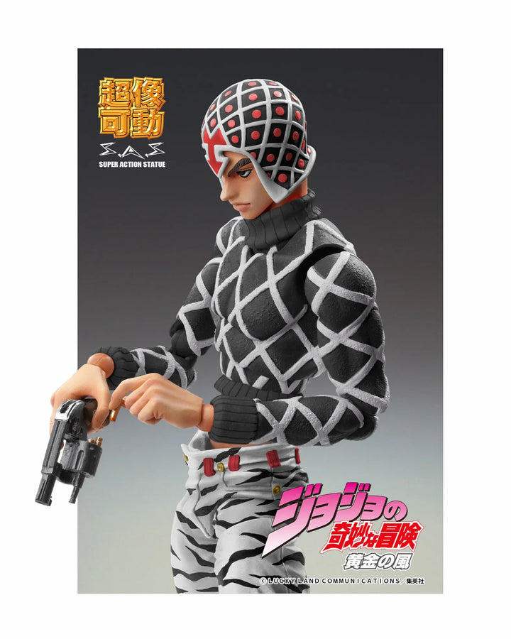 Jojo no Kimyou na Bouken - Ougon no Kaze - Guido Mista - Sex Pistols - Super Action Statue - Ver. Black (Medicos Entertainment)ㅤ – Medicos Entertainment – ActionFigureBrasil