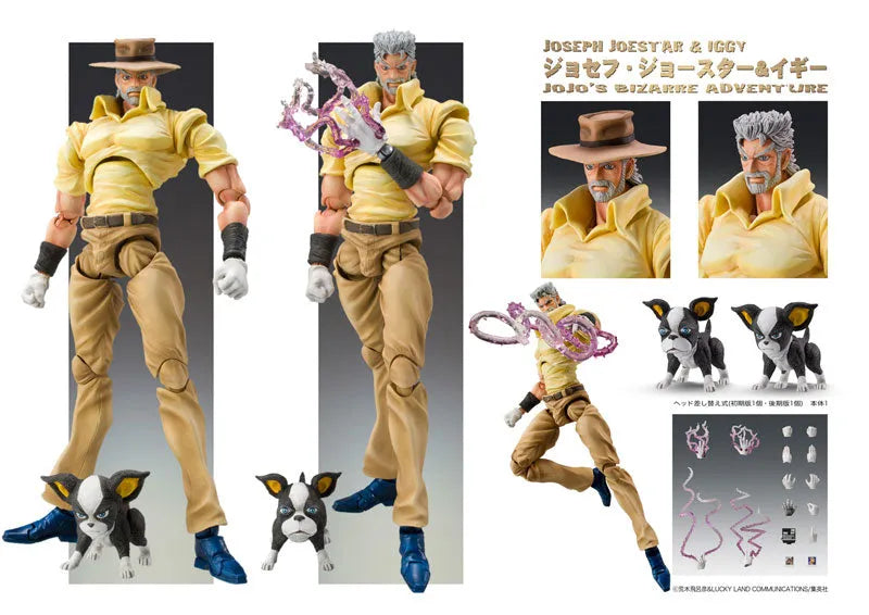 Jojo no Kimyou na Bouken - Stardust Crusaders - Hermit Purple - Iggy - Joseph Joestar - Super Action Statue #17 (Medicos Entertainment)ㅤ – Medicos Entertainment – ActionFigureBrasil