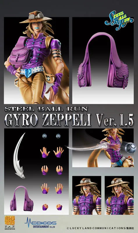 Jojo no Kimyou na Bouken - Steel Ball Run - Gyro Zeppeli - Super Action Statue - Ver. 1.5 - 2023 Re-release (Medicos Entertainment)ㅤ – Medicos Entertainment – ActionFigureBrasil