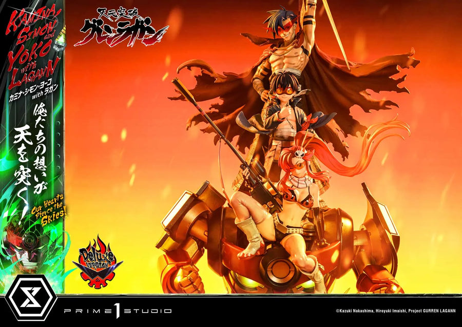 Kamina, Simon & Yoko with Lagann Our Hearts Pierce the Skies! (Deluxe Bonus Version) Tengen Toppa Gurren Lagann – Prime1Studio – ActionFigure Brasil