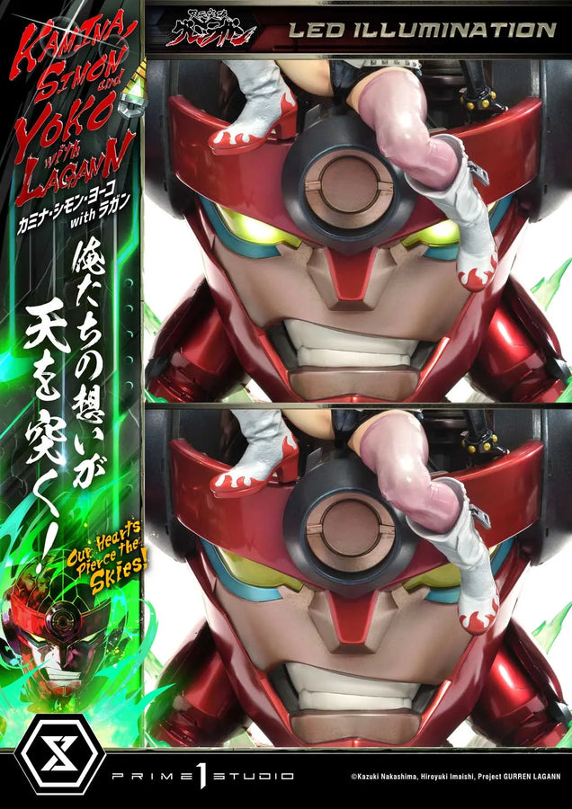Kamina, Simon & Yoko with Lagann Our Hearts Pierce the Skies! (Deluxe Bonus Version) Tengen Toppa Gurren Lagann – Prime1Studio – ActionFigure Brasil
