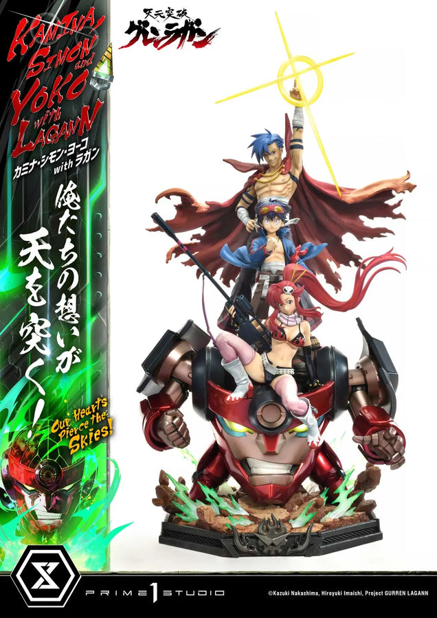 Kamina, Simon & Yoko with Lagann Our Hearts Pierce the Skies! (Deluxe Bonus Version) Tengen Toppa Gurren Lagann – Prime1Studio – ActionFigure Brasil