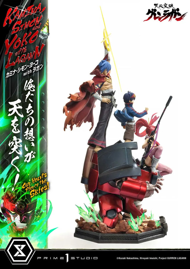 Kamina, Simon & Yoko with Lagann Our Hearts Pierce the Skies! (Deluxe Bonus Version) Tengen Toppa Gurren Lagann – Prime1Studio – ActionFigure Brasil