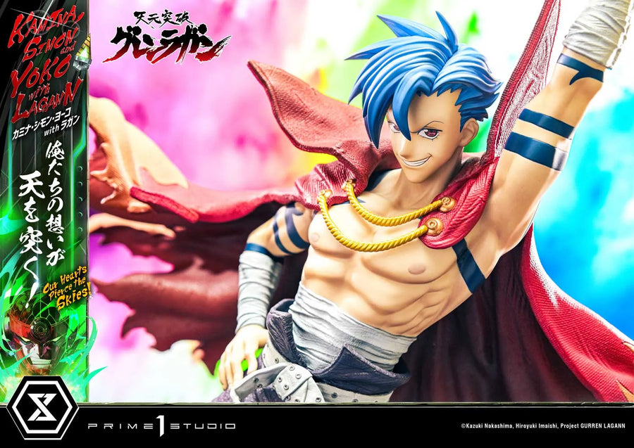 Kamina, Simon & Yoko with Lagann Our Hearts Pierce the Skies! (Deluxe Bonus Version) Tengen Toppa Gurren Lagann – Prime1Studio – ActionFigure Brasil