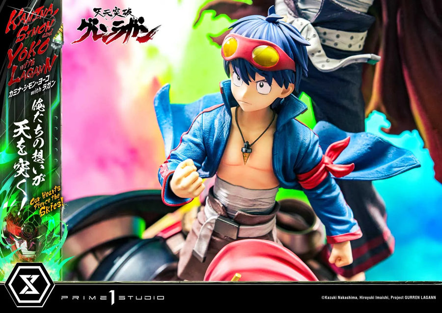 Kamina, Simon & Yoko with Lagann Our Hearts Pierce the Skies! (Deluxe Bonus Version) Tengen Toppa Gurren Lagann – Prime1Studio – ActionFigure Brasil