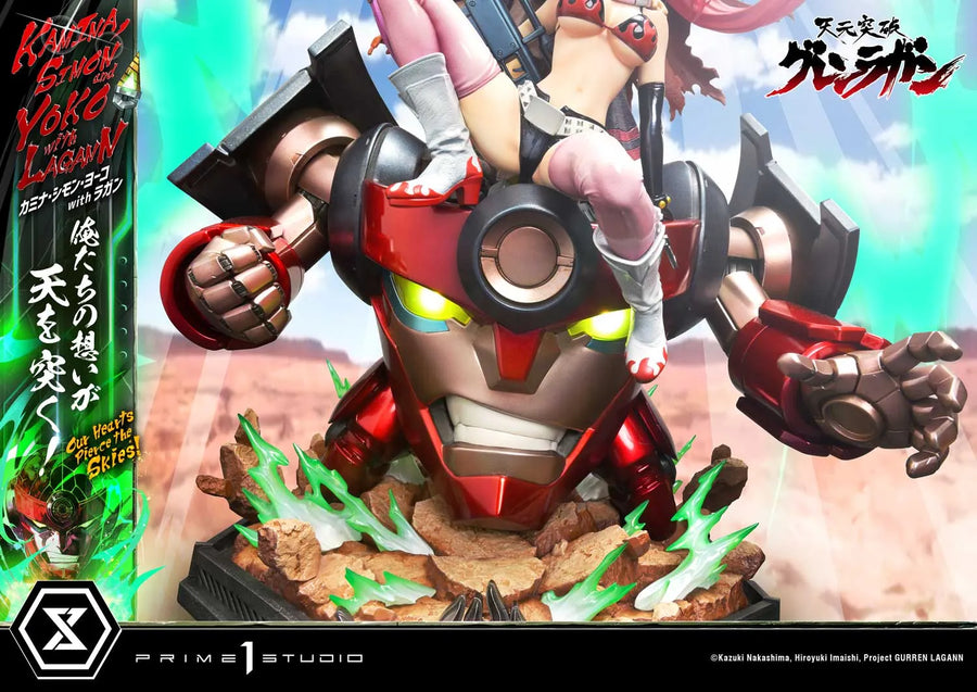 Kamina, Simon & Yoko with Lagann Our Hearts Pierce the Skies! (Deluxe Bonus Version) Tengen Toppa Gurren Lagann – Prime1Studio – ActionFigure Brasil