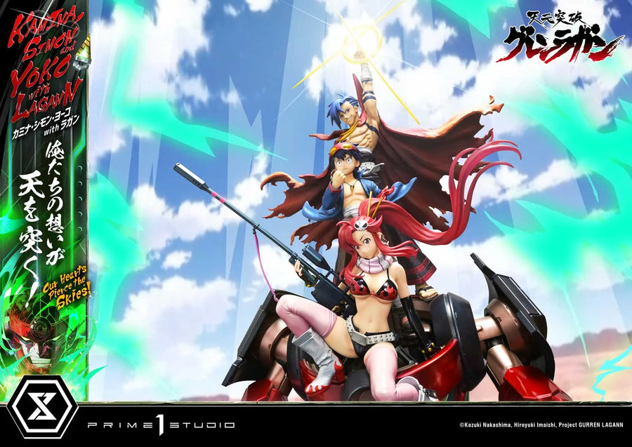 Kamina, Simon & Yoko with Lagann Our Hearts Pierce the Skies! (Deluxe Bonus Version) Tengen Toppa Gurren Lagann – Prime1Studio – ActionFigure Brasil