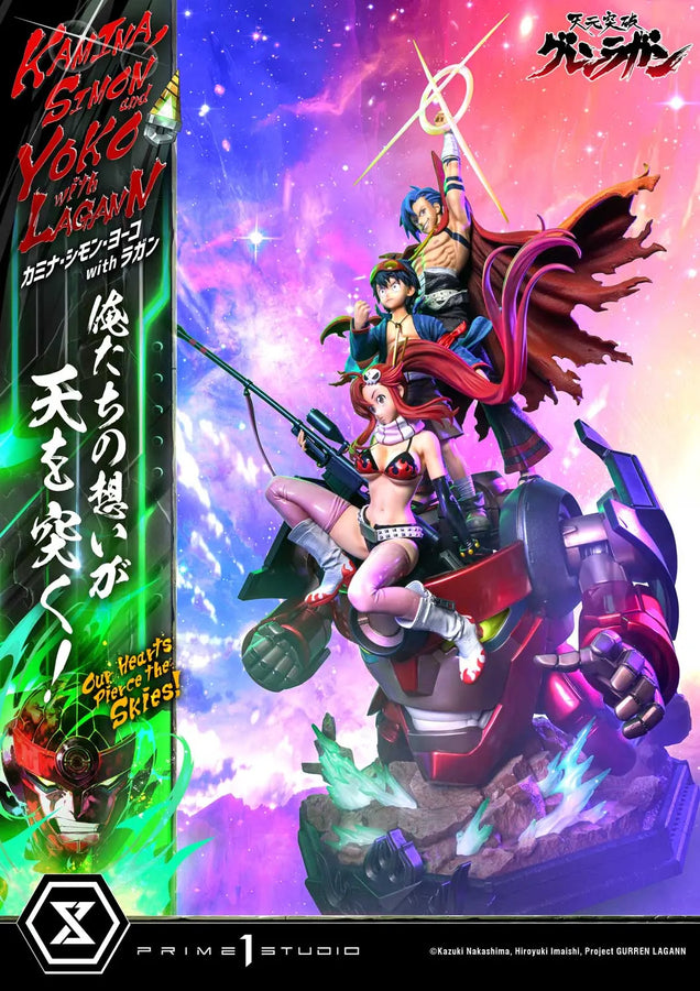 Kamina, Simon & Yoko with Lagann Our Hearts Pierce the Skies! (Deluxe Bonus Version) Tengen Toppa Gurren Lagann – Prime1Studio – ActionFigure Brasil