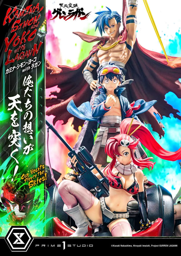 Kamina, Simon & Yoko with Lagann Our Hearts Pierce the Skies! (Regular Version) Tengen Toppa Gurren Lagann – Prime1Studio – ActionFigure Brasil