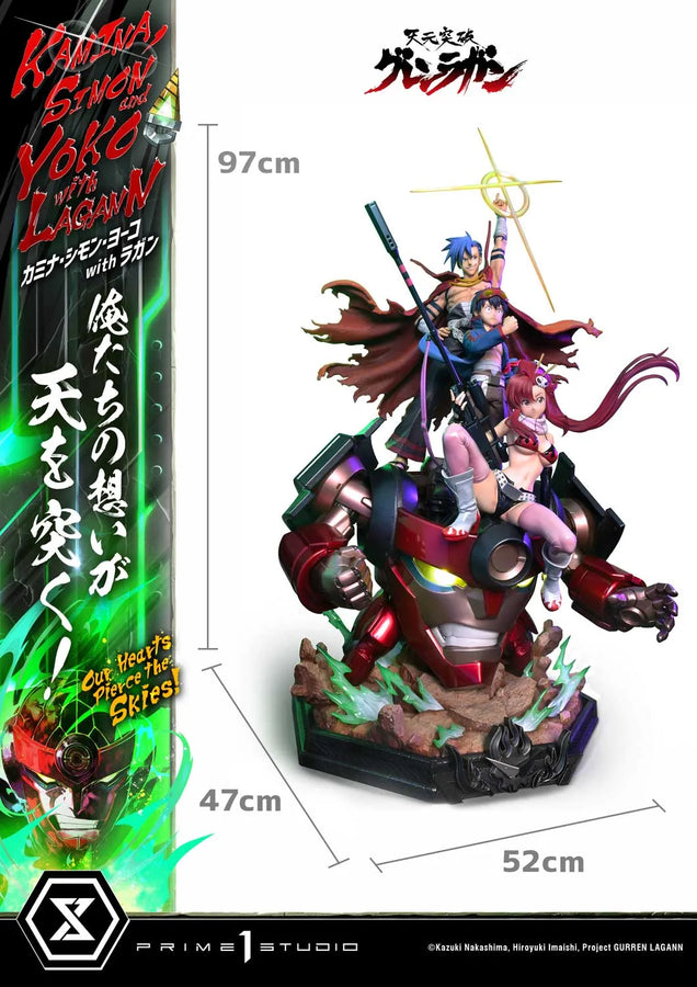 Kamina, Simon & Yoko with Lagann Our Hearts Pierce the Skies! (Regular Version) Tengen Toppa Gurren Lagann – Prime1Studio – ActionFigure Brasil