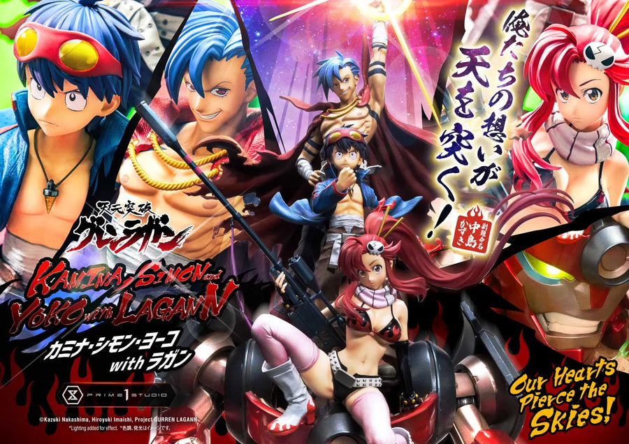 Kamina, Simon & Yoko with Lagann Our Hearts Pierce the Skies! (Regular Version) Tengen Toppa Gurren Lagann – Prime1Studio – ActionFigure Brasil