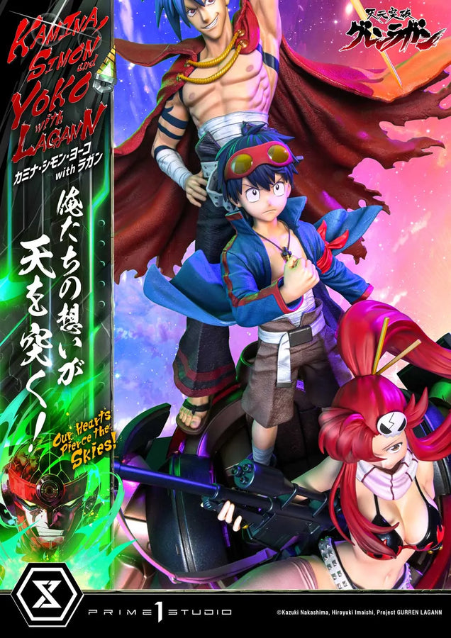 Kamina, Simon & Yoko with Lagann Our Hearts Pierce the Skies! (Regular Version) Tengen Toppa Gurren Lagann – Prime1Studio – ActionFigure Brasil