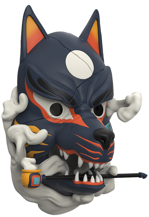 Kitsune Mask (Kurayami Edition) - LIMITED EDITION (Blue) – Mighty Jaxx – ActionFigure Brasil