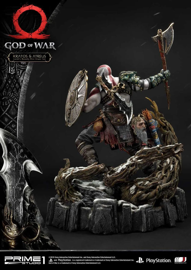 Kratos & Atreus (Ivaldi's Deadly Mist Armor Set Edition) God of War – Prime1Studio – ActionFigure Brasil