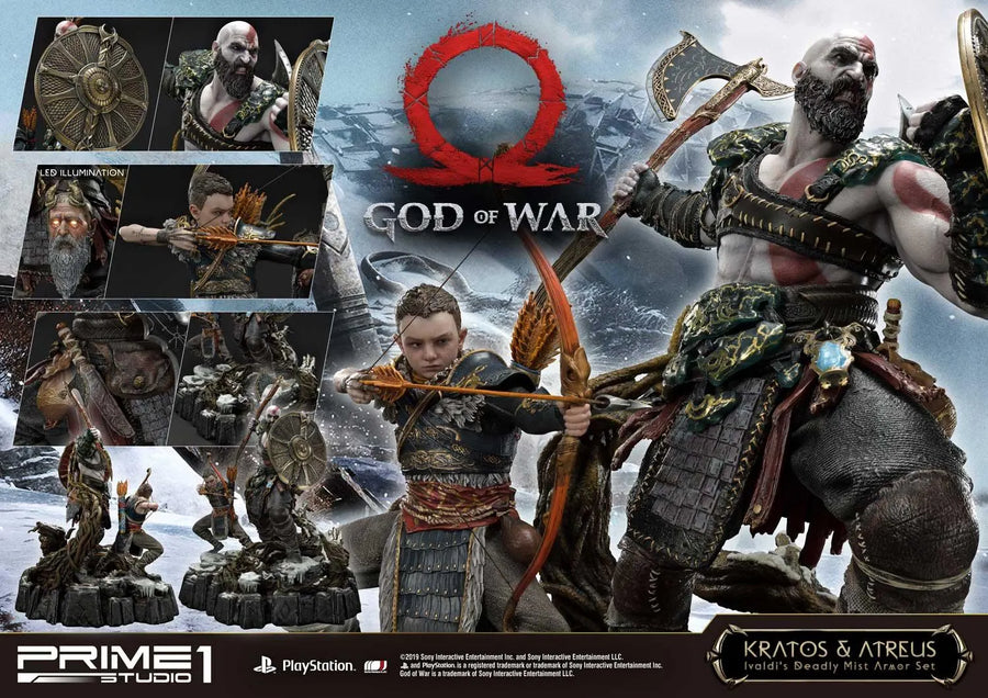 Kratos & Atreus (Ivaldi's Deadly Mist Armor Set Edition) God of War – Prime1Studio – ActionFigure Brasil