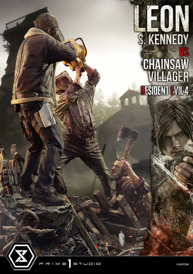 Leon S. Kennedy versus Chainsaw Villager (Bonus Version) Resident Evil 4 – Prime1Studio – ActionFigure Brasil