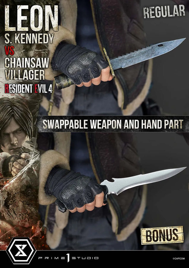 Leon S. Kennedy versus Chainsaw Villager (Bonus Version) Resident Evil 4 – Prime1Studio – ActionFigure Brasil