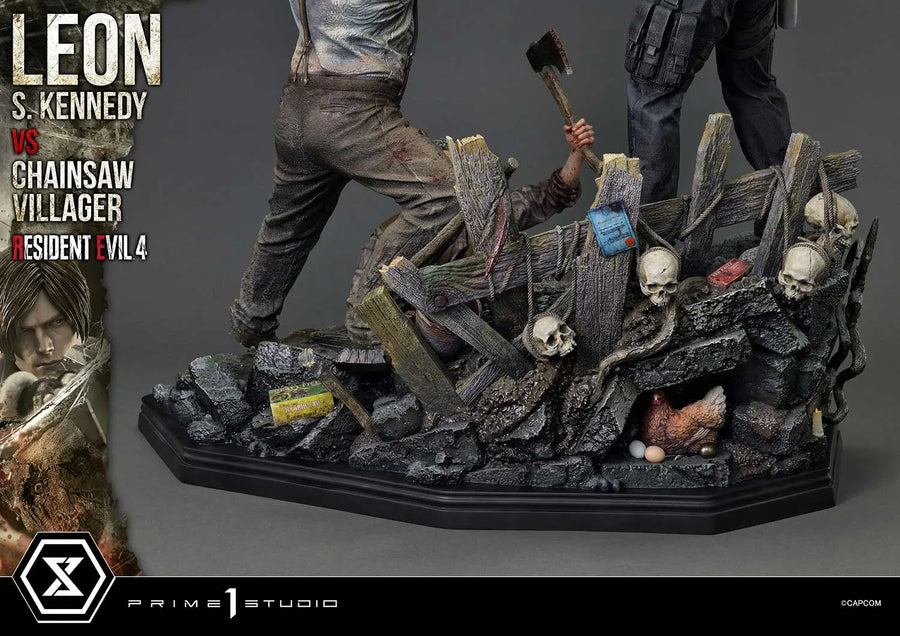 Leon S. Kennedy versus Chainsaw Villager (Bonus Version) Resident Evil 4 – Prime1Studio – ActionFigure Brasil