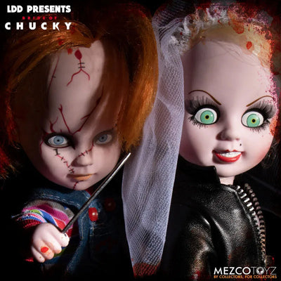 Living Dead Dolls / Child's Play Bride of Chucky: Chucky & Tiffany 2 Figures Setㅤ – Mezco – ActionFigureBrasil — detalhe do produto