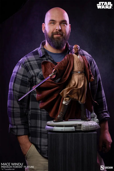 Mace Windu - LIMITED EDITION: 600 – Sideshow Collectibles – ActionFigure Brasil — com base expositora