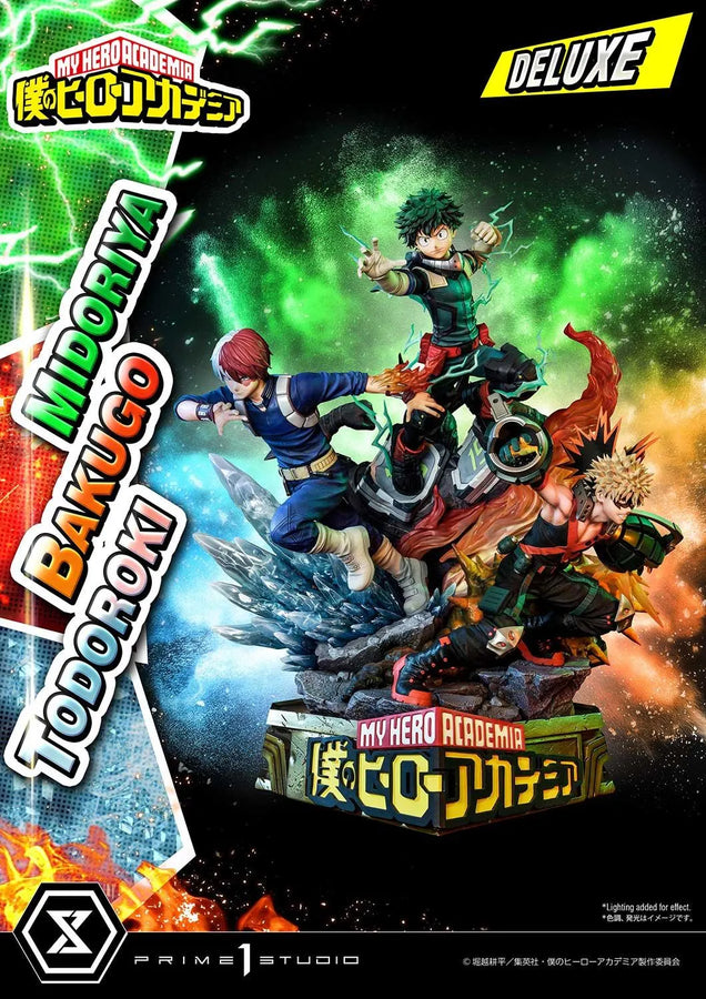 Midoriya, Bakugo & Todoroki (Deluxe Bonus Version) My Hero Academia – Prime1Studio – ActionFigure Brasil