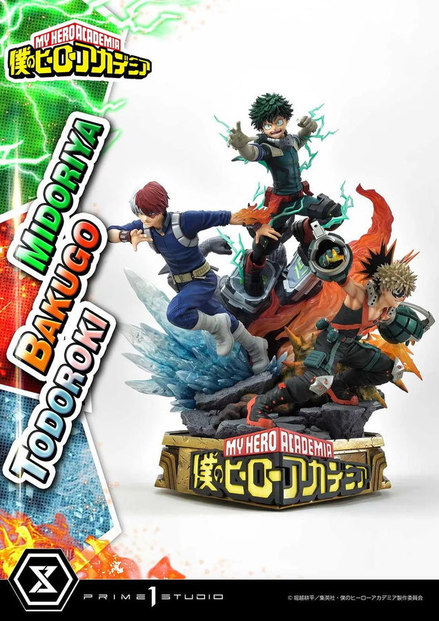 Midoriya, Bakugo & Todoroki (Deluxe Bonus Version) My Hero Academia – Prime1Studio – ActionFigure Brasil
