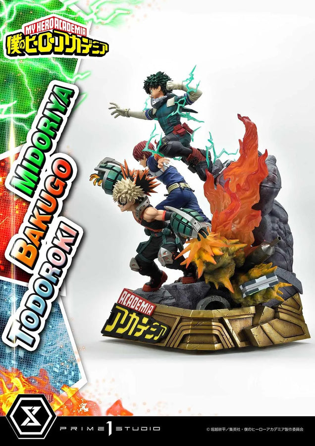 Midoriya, Bakugo & Todoroki (Deluxe Bonus Version) My Hero Academia – Prime1Studio – ActionFigure Brasil