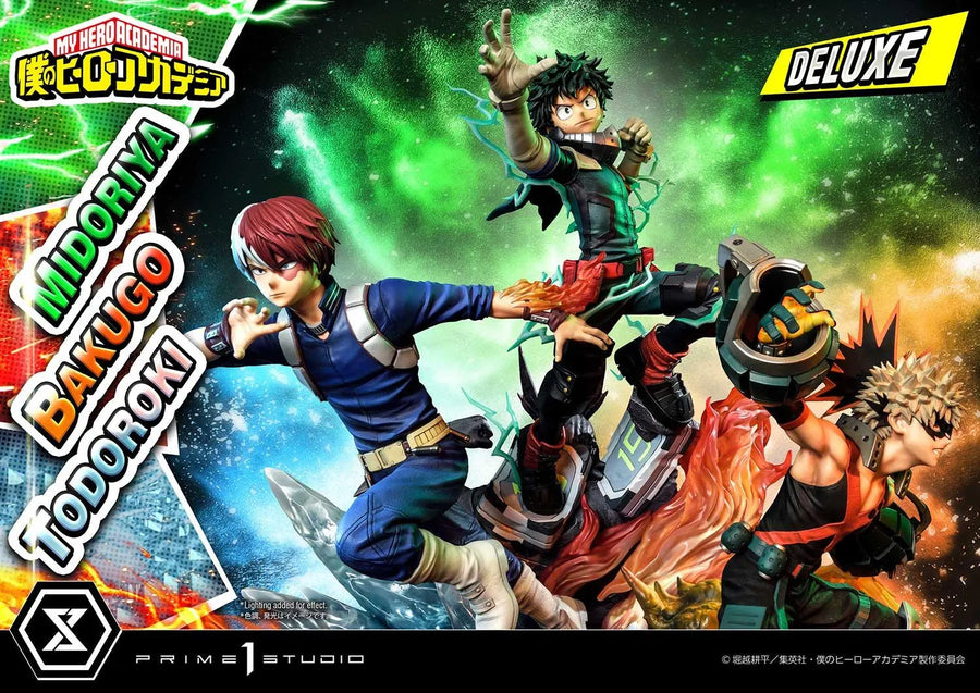 Midoriya, Bakugo & Todoroki (Deluxe Bonus Version) My Hero Academia – Prime1Studio – ActionFigure Brasil
