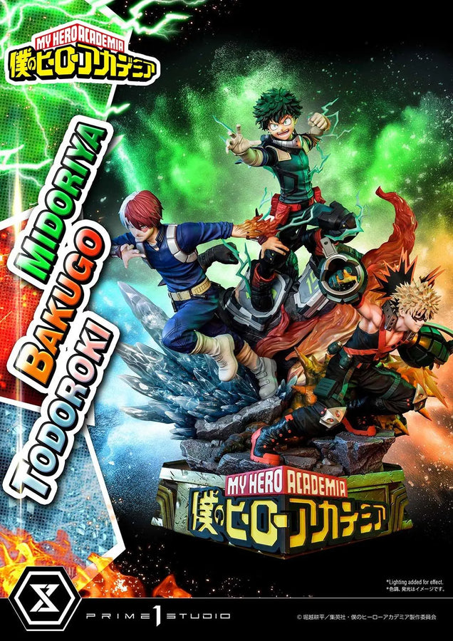 Midoriya, Bakugo & Todoroki (Deluxe Bonus Version) My Hero Academia – Prime1Studio – ActionFigure Brasil