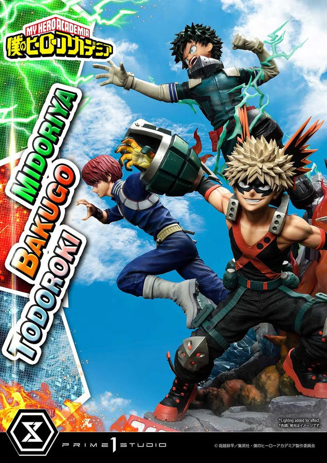 Midoriya, Bakugo & Todoroki (Deluxe Bonus Version) My Hero Academia – Prime1Studio – ActionFigure Brasil