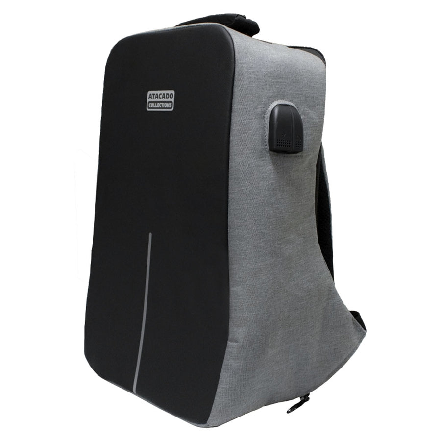 MOCHILA ANTI-FURTO ATACADO COLLECTIONS - PRETO COM CINZA BRINDE