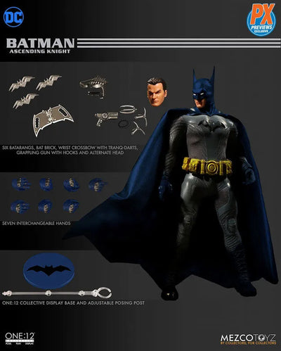 ONE:12 Collective - DC Comics: Preview Limited Ascending Knight Batman 1/12 Action Figureㅤ – Mezco – ActionFigureBrasil — ângulo diferente