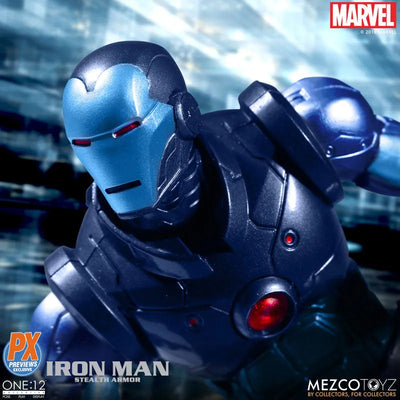ONE:12 Collective / Marvel Comics: Preview Exclusive Stealth Iron Man 1/12 Action Figureㅤ – Mezco – ActionFigureBrasil — com base expositora