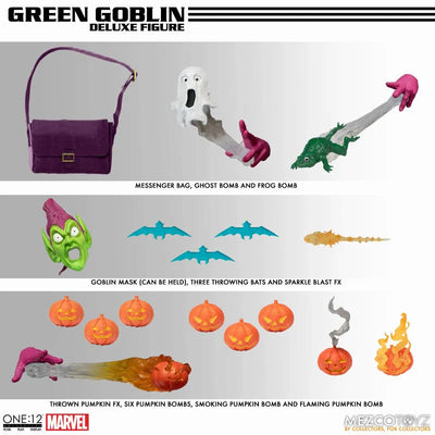 ONE:12 Collective / The Amazing Spider-Man: Green Goblin 1/12 Action Figure DX Editionㅤ – Mezco – ActionFigureBrasil — ângulo diferente