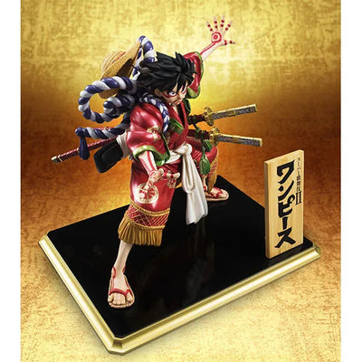 One Piece - Monkey D. Luffy - Excellent Model - Portrait.Of.Pirates "Kabuki-Edition" - 1/8ㅤ – Flat River Group CA – ActionFigureBrasil — com base expositora