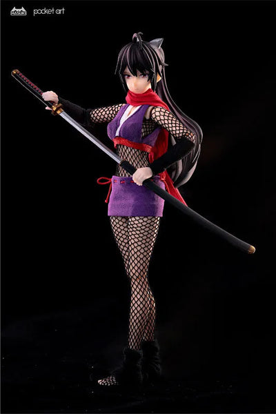 Pocket Art Series - PA002 - Female Ninja - Hagi - 1/12 (Hasuki)ㅤ – HASUKI – ActionFigureBrasil — com base expositora