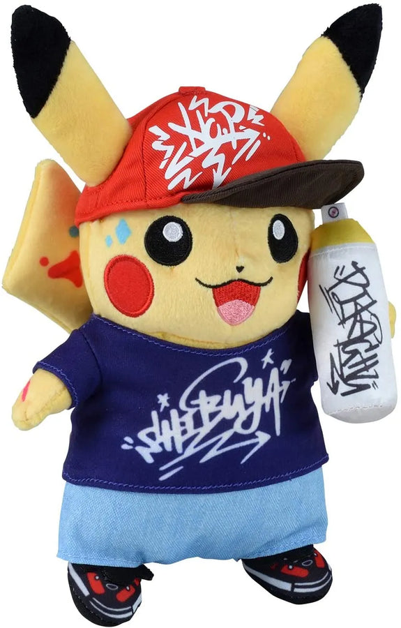 Pokémon - Pokémon Center Shibuya Graffiti Artist Pikachu Plushie (Pokémon Center)ㅤ – Pokémon Center – ActionFigureBrasil