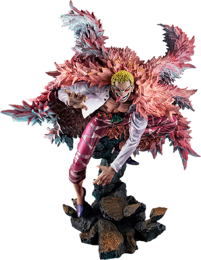 Portrait of Pirates “Heavenly Demon” Donquixote Doflamingo – MegaHouse – ActionFigure Brasil — com base expositora