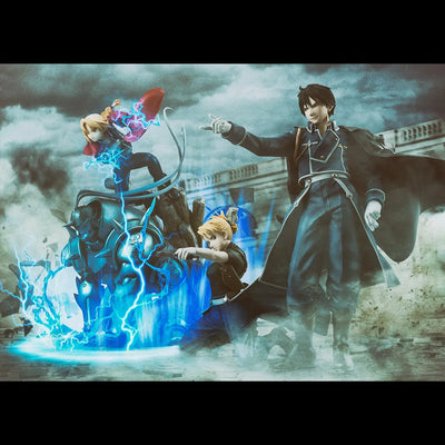 Roy Mustang & Riza Hawkeye – MegaHouse – ActionFigure Brasil — com base expositora