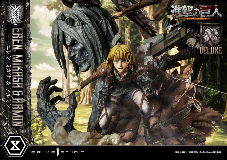 Shingeki no Kyojin - Armin Arlert - Eren Yeager - Mikasa Ackerman - Ultimate Premium Masterline UPMAOT-01DX - 1/4 - DX Version (Prime 1 Studio)ㅤ – Prime 1 Studio – ActionFigureBrasil