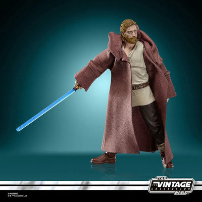 Star Wars"VINTAGE Series" 3.75 Inch, Action Figure Obi-Wan Kenobi (Wandering Jedi)ㅤ – Hasbro – ActionFigureBrasil — ângulo diferente