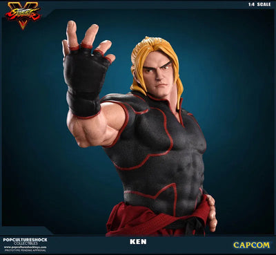 Street Fighter V - Ken Masters 1/4 Statue(Provisional Pre-order)ㅤ – Puella Magi Madoka Magica – ActionFigureBrasil — ângulo diferente