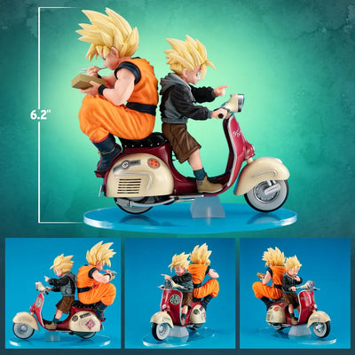 Super Saiyan Son Goku & Super Saiyan Son Gohan on Motorbike – MegaHouse – ActionFigure Brasil — ângulo diferente