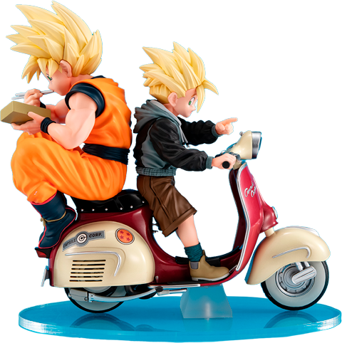 Super Saiyan Son Goku & Super Saiyan Son Gohan on Motorbike – MegaHouse – ActionFigure Brasil