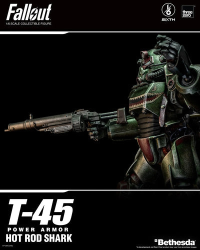 T-45 Hot Rod Shark Power Armor – Threezero – ActionFigure Brasil — com base expositora