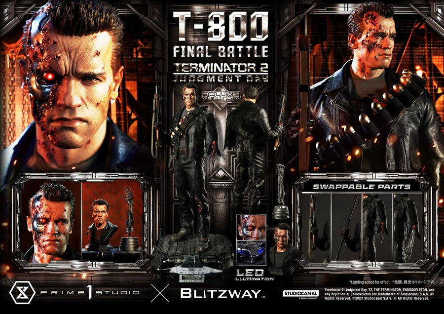 T-800 (Deluxe Bonus Version) Terminator 2: Judgment Day – Prime1Studio – ActionFigure Brasil