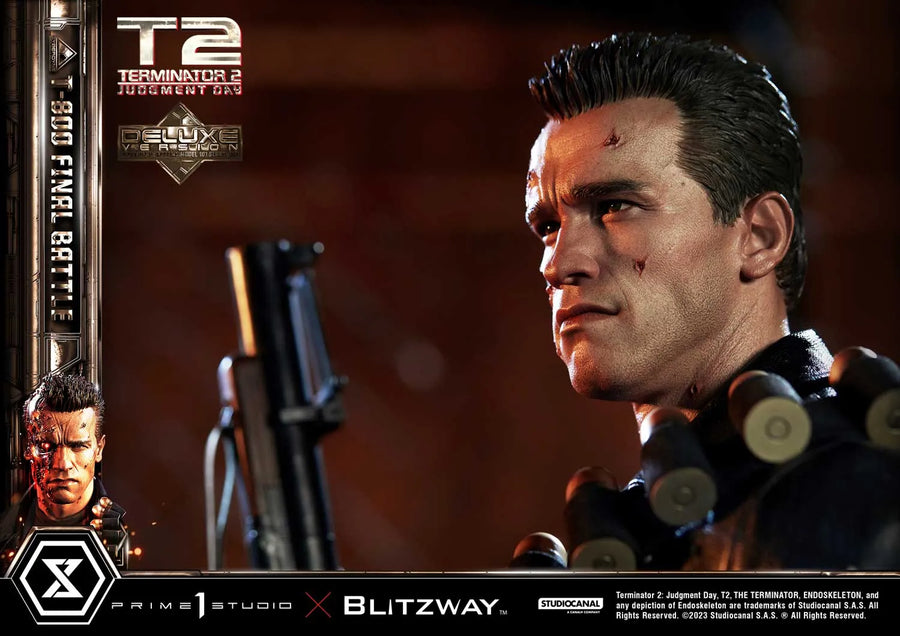 T-800 (Deluxe Bonus Version) Terminator 2: Judgment Day – Prime1Studio – ActionFigure Brasil